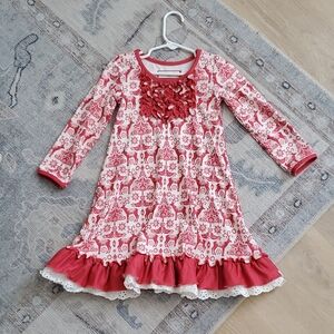 Cheeky Plum Winter Holiday Long Sleeve Ruffle Night Gown Dress Sz2T